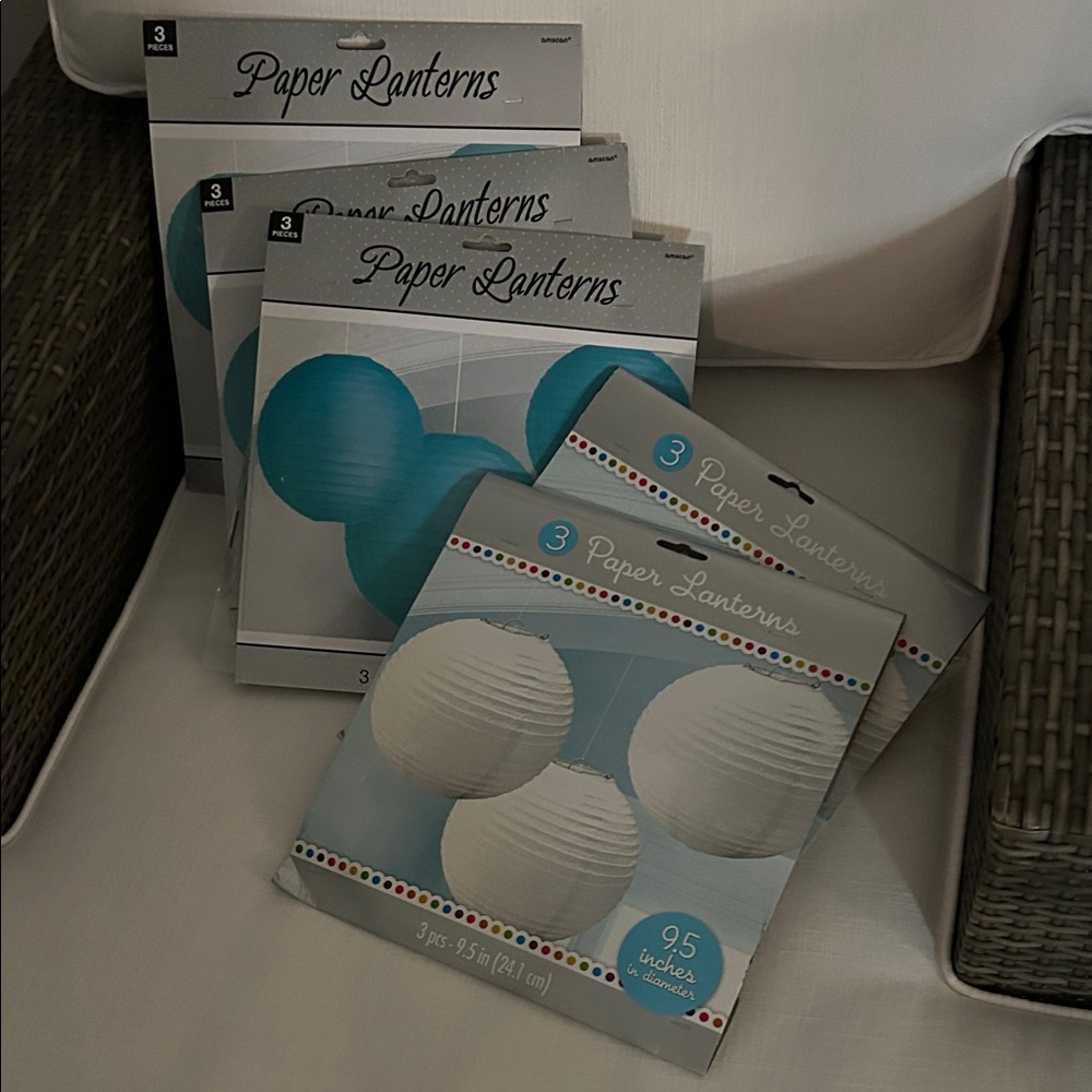 🎉Teal Blue and White Paper Lanterns Set 🎉